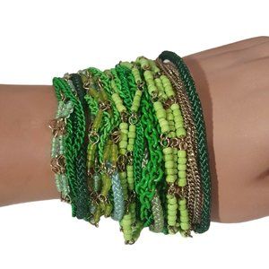 SEQUIN NORSTROM GREEN , GOLD ROPE CHAIN STATEMENT BRACELET NWT MSRP $78